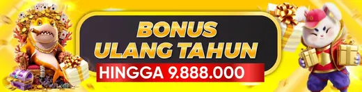 Banner bonus ulang tahun dengan tulisan HINGGA 9.888.000
