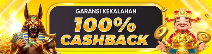 Banner garansi kekalahan dengan tulisan 100% cashback