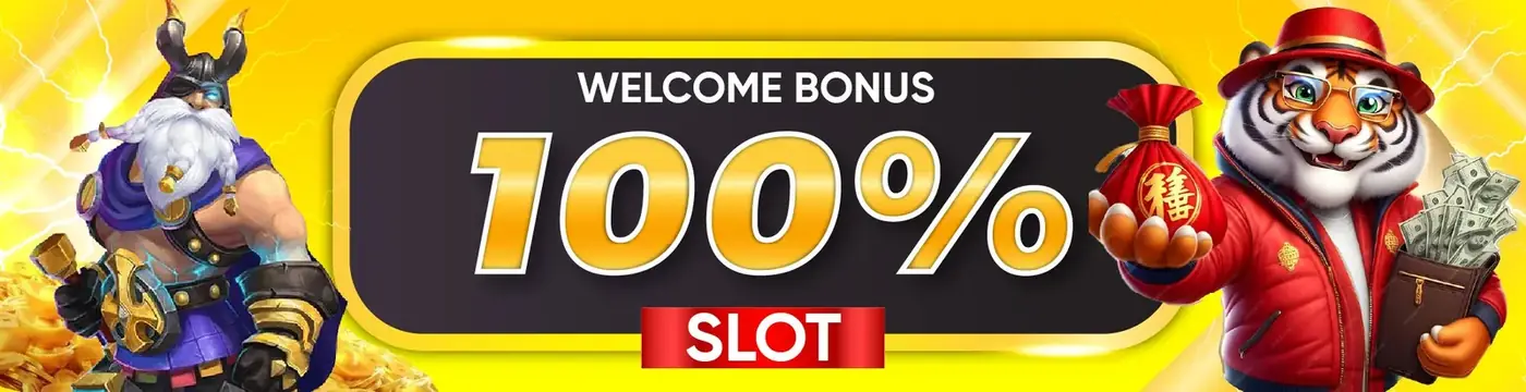 Banner welcome bonus 100% untuk slot